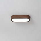 Modern Minimalist Oval Strip Wood Grain Metal LED Flush Mount Ceiling Light for Hallway BulbSquare