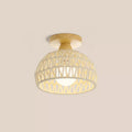 Traditional Japanese Rattan Art Round 1-Light Semi-Flush Mount Ceiling Light For Entryway Lumendat
