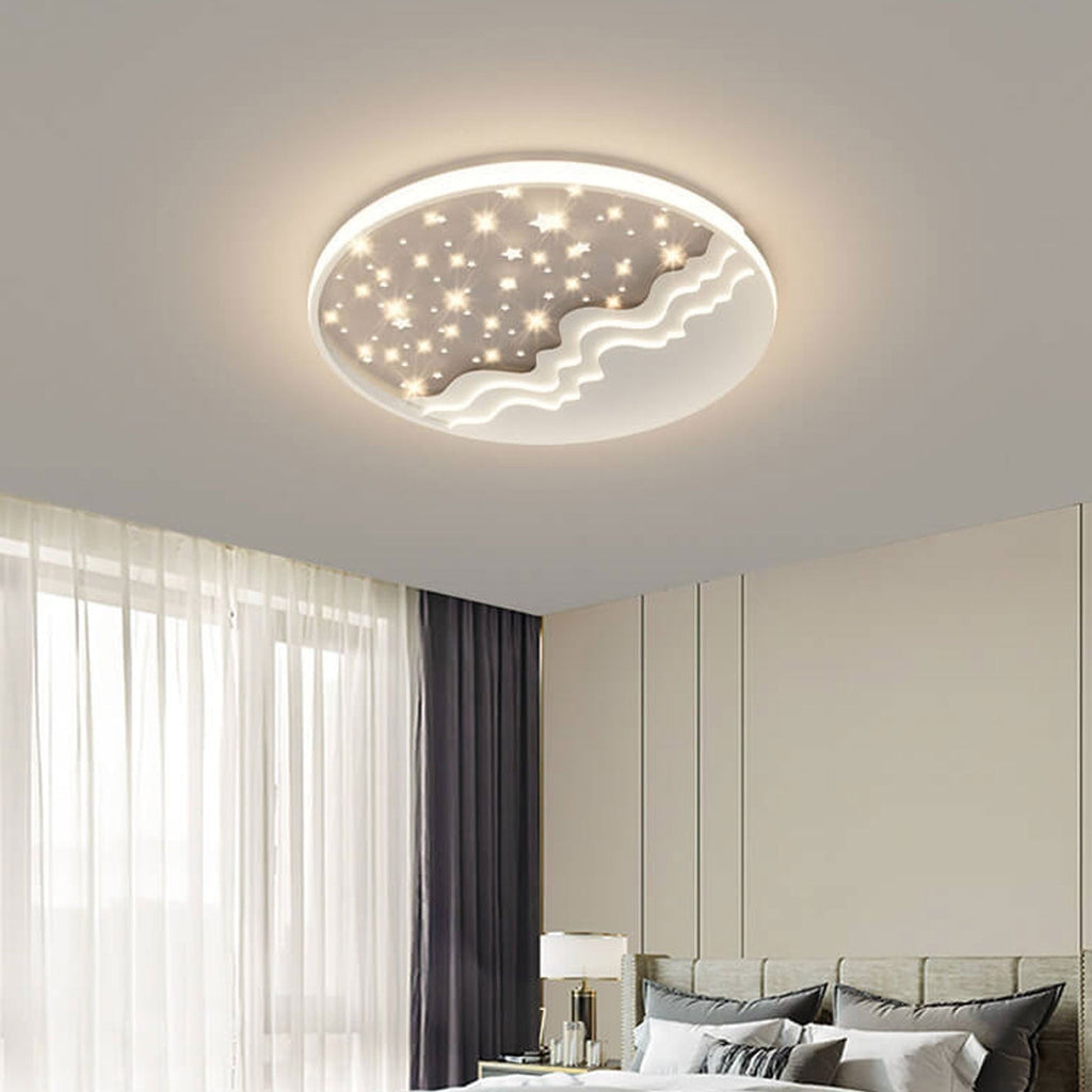 Nordic Creative Star Moon Round Aluminum LED Flush Mount Ceiling Light BulbSquare