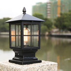 European Outdoor Column Lantern Waterproof Rustproof 1-Light Patio Light Lumendat