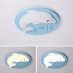 Lumendat Cartoon Cute Dolphin Blue Disc LED Flush Mount Ceiling Light Lumendat
