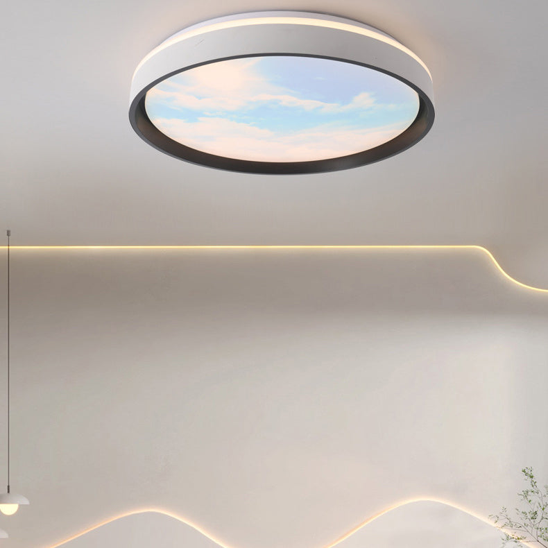 Modern Simplicity Iron Acrylic Round Square Rectangular Sunny Sky LED Flush Mount Ceiling Light For Living Room Lumendat