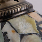 European Vintage Jade Stained Glass Cone Brass 1-Light Pendant Light