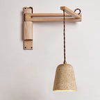 Japanese Modern Wood Retractable Folding 1-Light Wall Sconce Lamp Lumendat