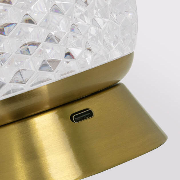 Modern Light Luxury Round Ball Iron Acrylic USB LED Ambient Table Lamp Lumendat