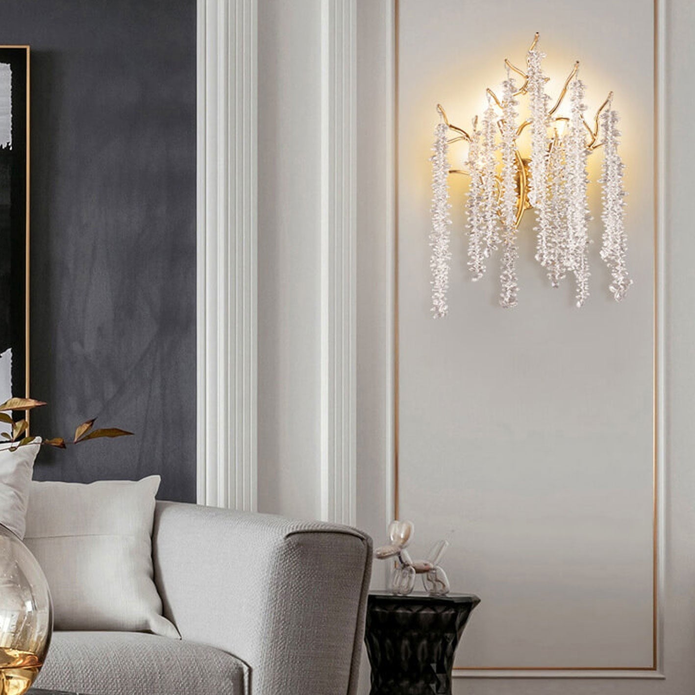 Modern Light Luxury Tree Branch Crystal 3-Light Wall Sconce Lamp Lumendat