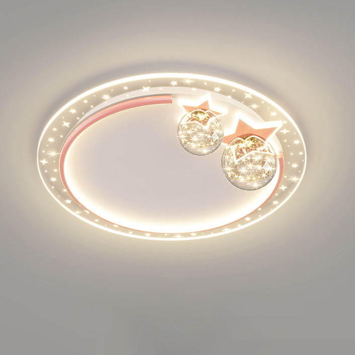 Lumendat Contemporary Creative Kids Round Orb Stars Hardware Acrylic LED Flush Mount Ceiling Light For Bedroom Lumendat