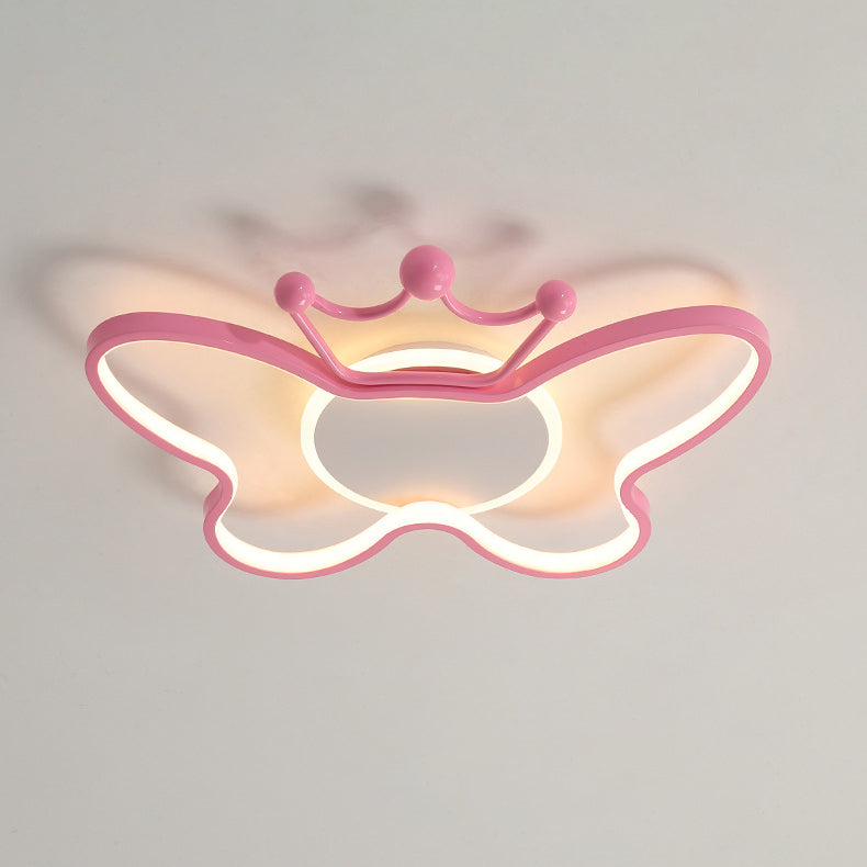 Lumendat Contemporary Nordic Kids Iron Aluminum Silica Acrylic Butterfly LED Flush Mount Ceiling Light For Bedroom Lumendat