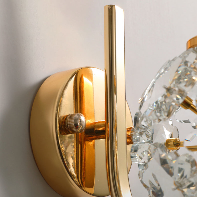 Modern Luxury Metal Iron Stainless Steel Crystal Ball Cylinder 1-Light Wall Sconce Lamp For Bedside Lumendat