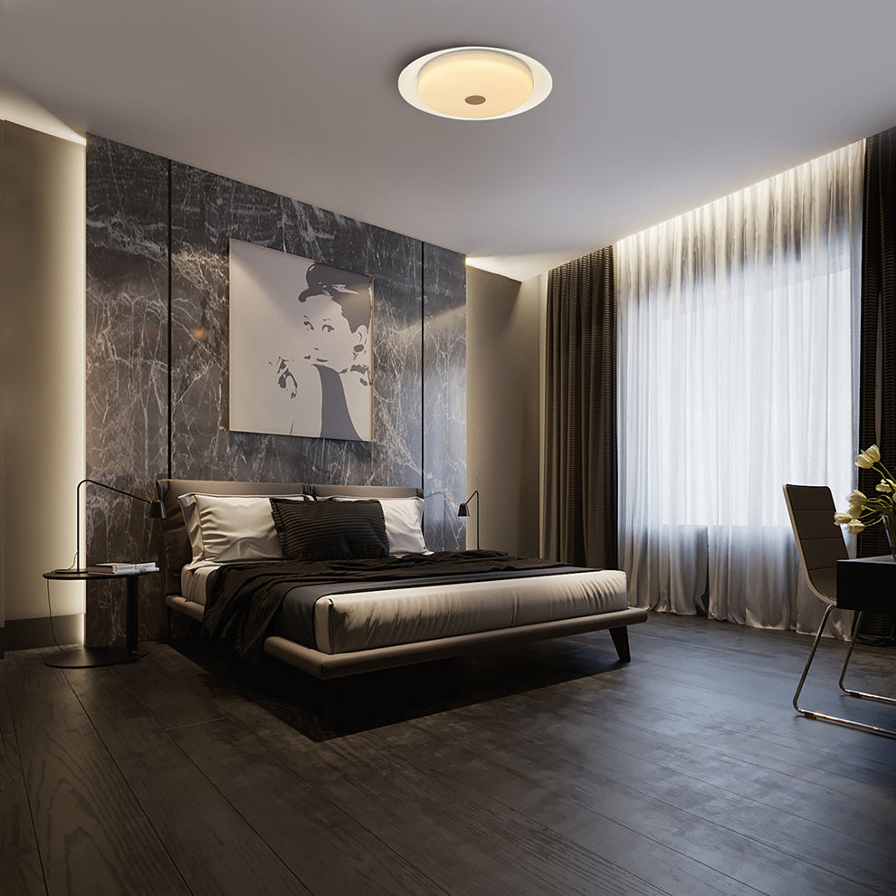 Contemporary Scandinavian Round Aluminum Acrylic Copper LED Semi-Flush Mount Ceiling Light For Living Room