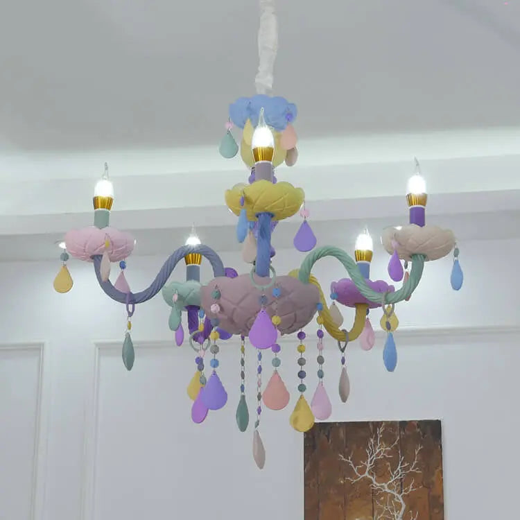 Modern Children's Princess Macaroon Candelabra Crystal Glass 5/6/8/10/12/15 Light Chandelier Lumendat