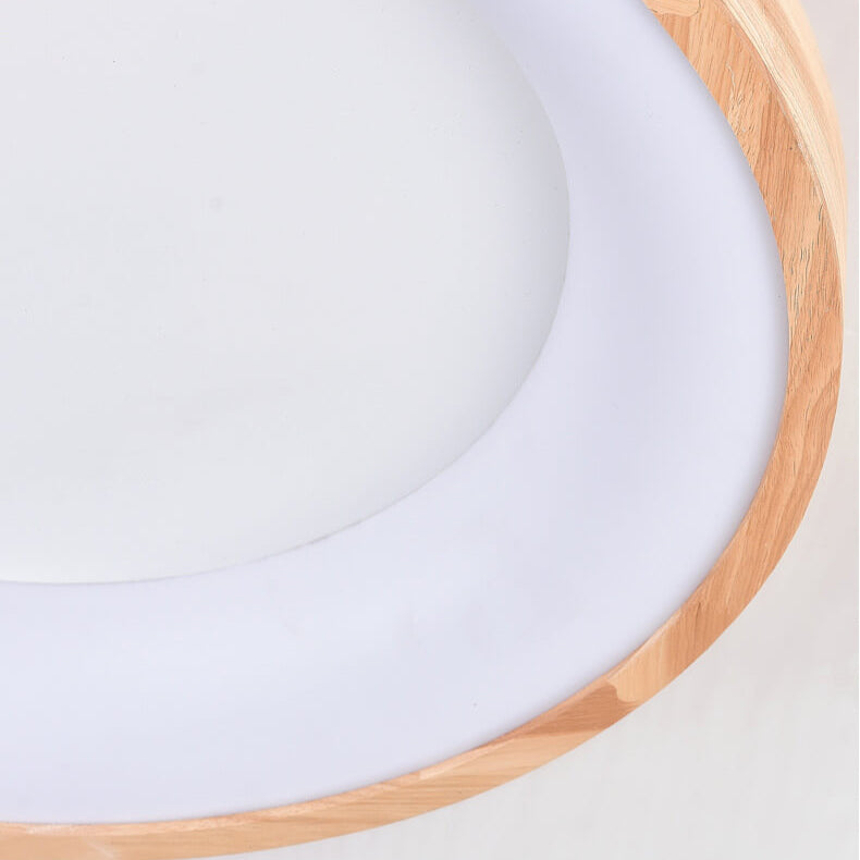 Nordic Minimalist Log Wood Round LED Flush Mount Ceiling Light Lumendat