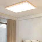 Modern Minimalist Solid Wood Acrylic Square Rectangle LED Flush Mount Ceiling Light for Living Room BulbSquare