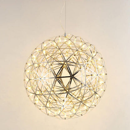 Contemporary Creative Globe Iron 12 Light LED Firework Pendant Light For Living Room
