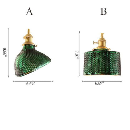 Nordic Vintage Tiffany Green Glass Island Chandelier – 1/2/3 Light, Brass