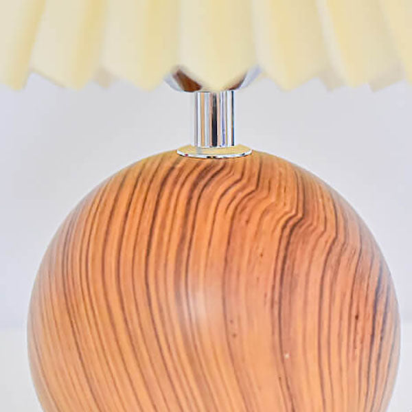 Nordic Vintage Pleated Wood Ball Base LED Table Lamp Lumendat