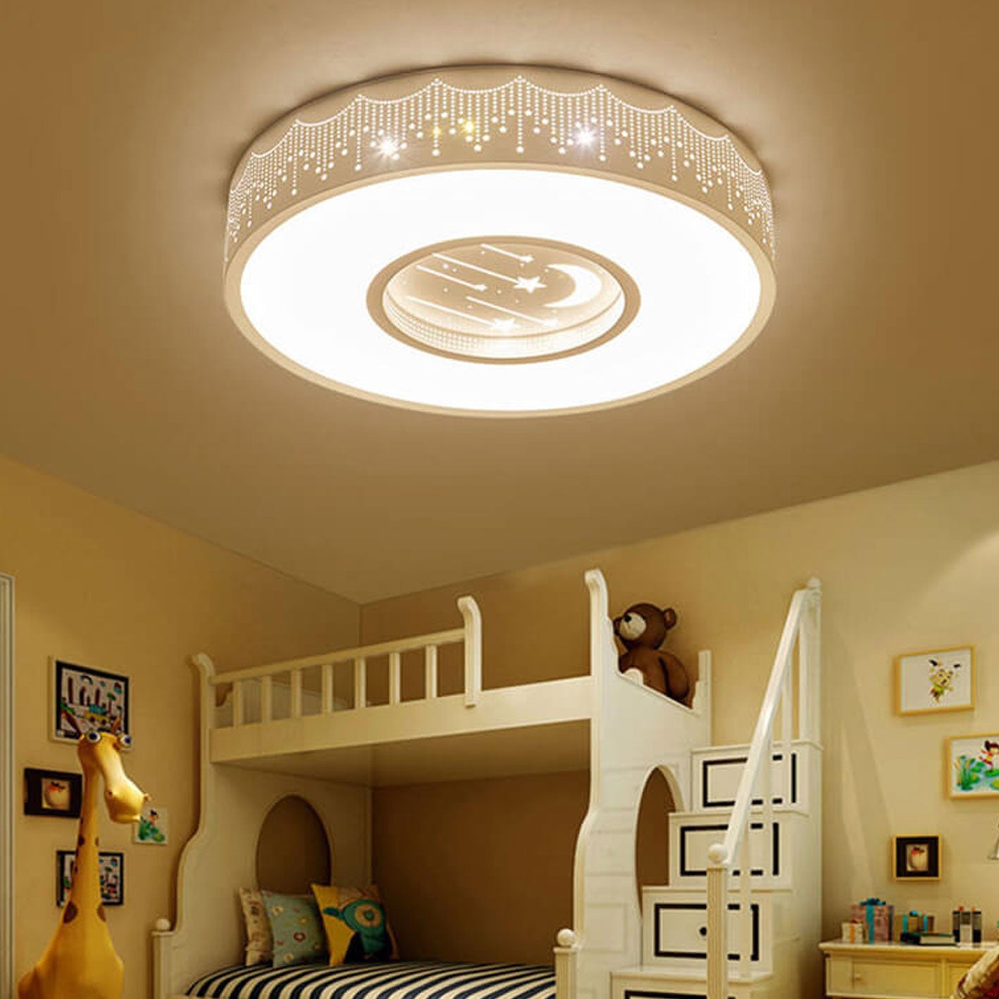 Lumendat Modern Minimalist Starry Sky Round Children's LED Flush Mount Ceiling Light Lumendat