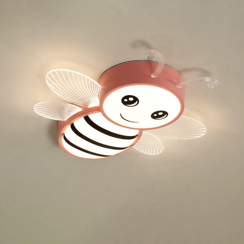 Lumendat Contemporary Creative Kids Bee Iron Acrylic LED Flush Mount Ceiling Light For Bedroom Lumendat