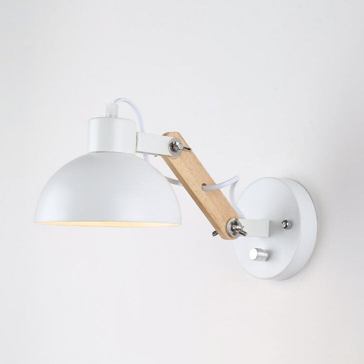Modern Nordic Iron Semicircle Adjustable Wooden Lamp Arm 1-Light Wall Sconce Lamp Lumendat