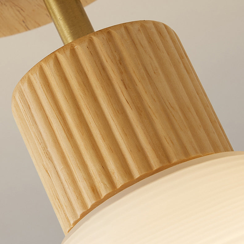 Nordic Log Striped Glass Oval 1-light Semi-flush Mount Ceiling Light