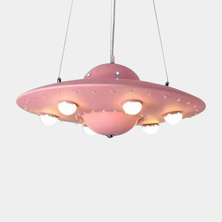 Lumendat Contemporary Creative Kids Spaceship Iron Glass LED Chandelier For Bedroom Lumendat