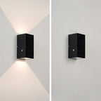 Modern Solar Black Rectangular Die-Cast Aluminum Solar LED Outdoor Wall Light Lumendat