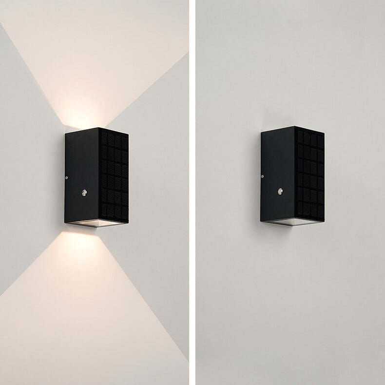 Modern Solar Black Rectangular Die-Cast Aluminum Solar LED Outdoor Wall Light Lumendat