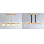 Nordic Solid Wood Cone Glass Shade 3/4 Light Island Light Chandelier BulbSquare