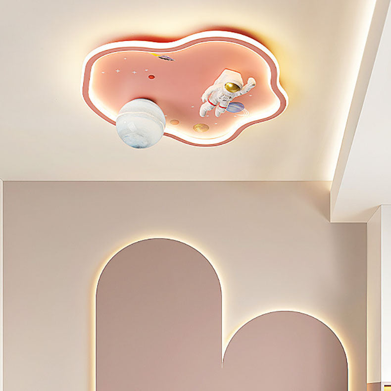 Lumendat Contemporary Creative Cartoon Planet Spaceman Acrylic LED Kids Flush Mount Ceiling Light For Living Room Lumendat