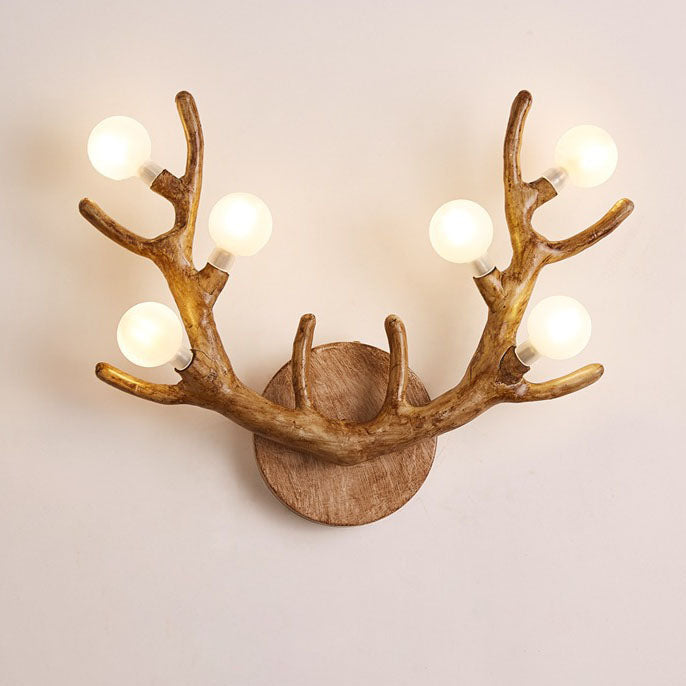 Nordic Creative Resin Antler Tree Branch Glass Ball 6-Light Wall Sconce Lamp Lumendat