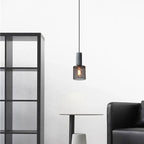 Contemporary Industrial Cylindrical Tapered Cement Iron 1-light Pendant Light for Living Room Lumendat