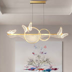 Nordic Light Luxury Butterfly Round Linear Island Light LED Chandelier BulbSquare