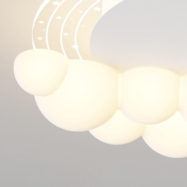 Lumendat Modern Art Deco Kids Iron PE Rocket Cloud Round LED Flush Mount Ceiling Light For Bedroom Lumendat