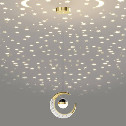 Contemporary Creative Iron Acrylic Moon LED Pendant Light for Bedroom
