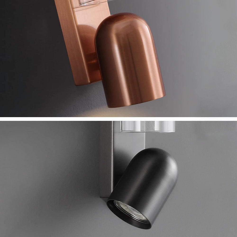 Modern Minimalist Rotatable Cylinder Metal Glass 2-Light Wall Sconce Lamp For Bedroom Lumendat