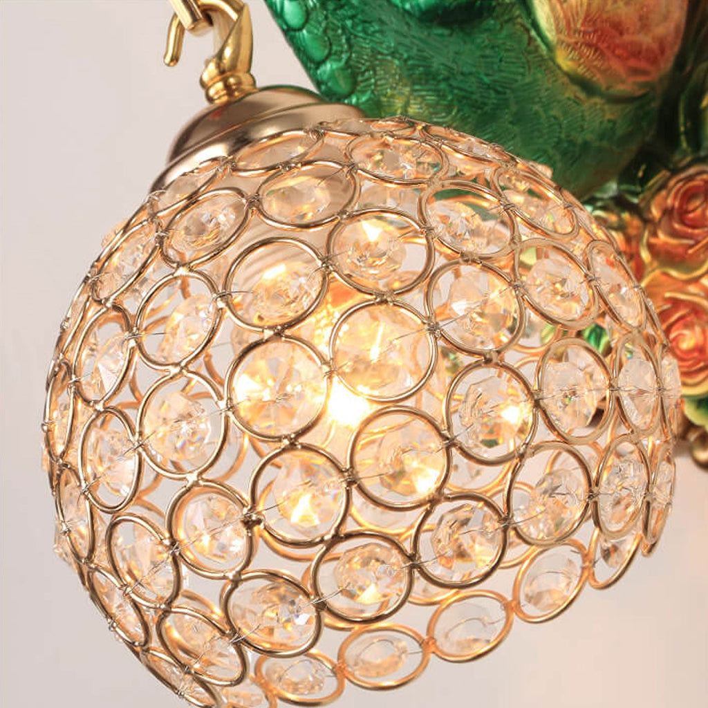 European Creative Peacock Resin Glass Shade 1-Light Wall Sconce Lamp Lumendat