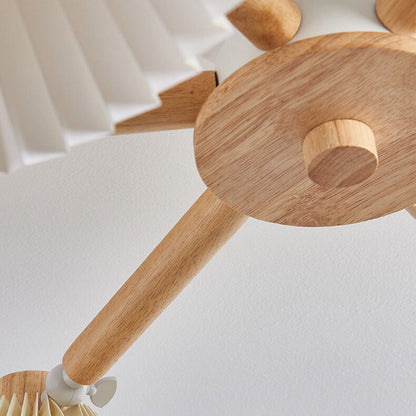Nordic Wood Pleated Shade 3/6/8 Light Semi-flush Mount Ceiling Light