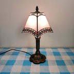 European Vintage Tiffany Square Stained Glass Iron 1-Light Table Lamp Lumendat