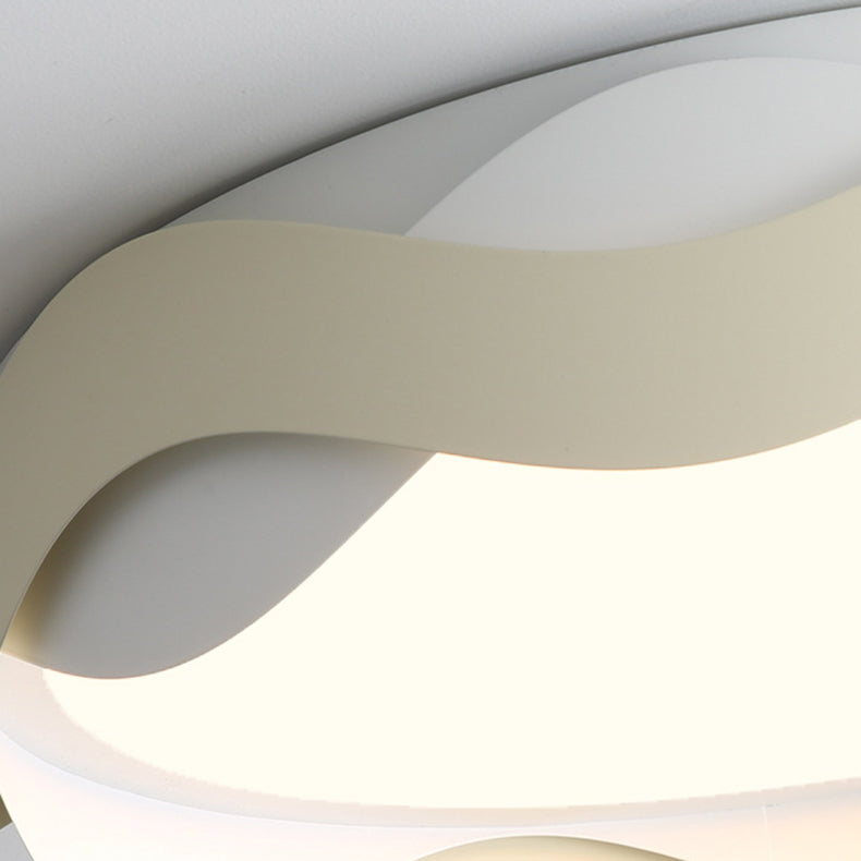 Contemporary Creative Cream Waves Round Acrylic Iron LED Flush Mount Ceiling Light for Living Room