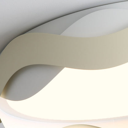 Contemporary Creative Cream Waves Round Acrylic Iron LED Flush Mount Ceiling Light for Living Room