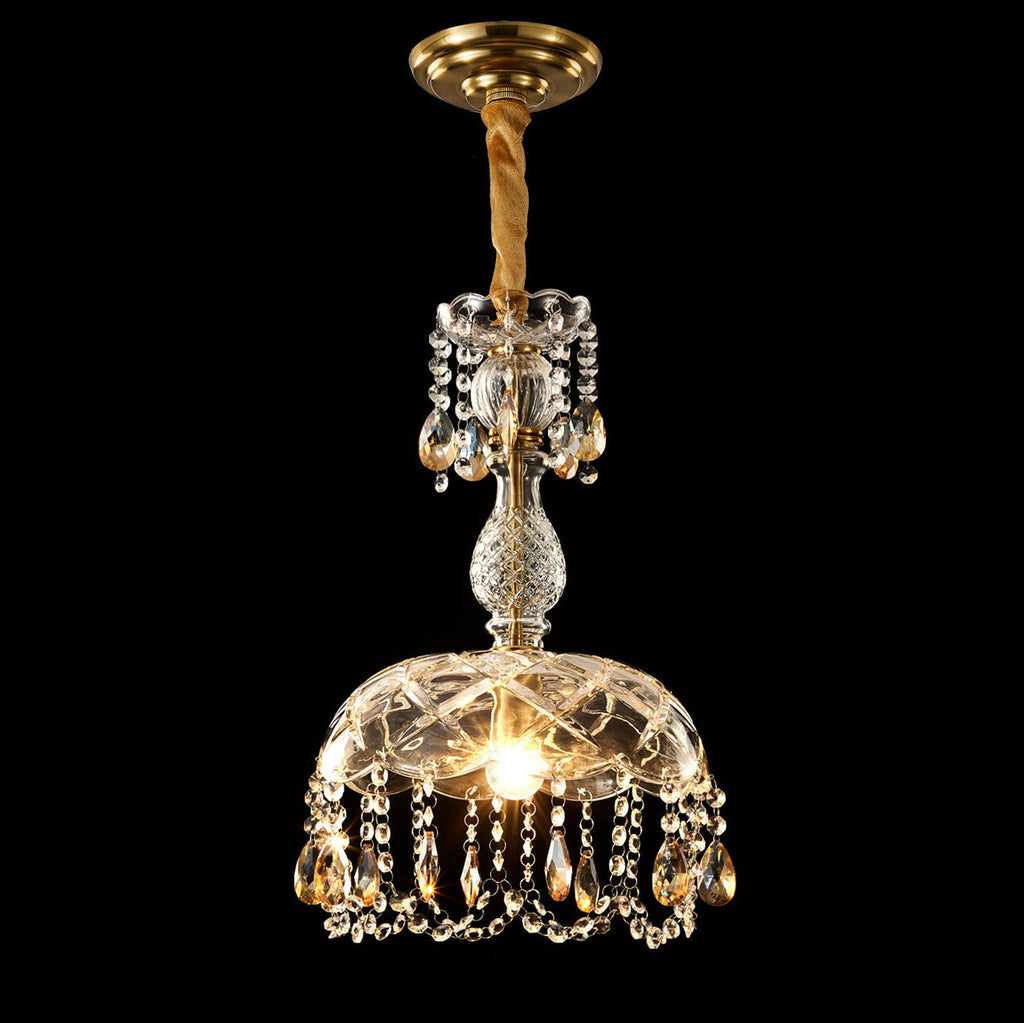 Modern Luxury Crystal Hanging Dome 1-light Pendant Light BulbSquare