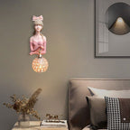 Lumendat Creative Girl Painted Resin Glass Kids 1-Light Wall Sconce Lamp Lumendat