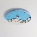 Lumendat Contemporary Creative Kids Round Cloud Astronaut Iron LED Flush Mount Ceiling Light For Bedroom Lumendat