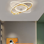 Lumendat Modern Creative Planet Star Effect LED Flush Mount Ceiling Fan Light Lumendat