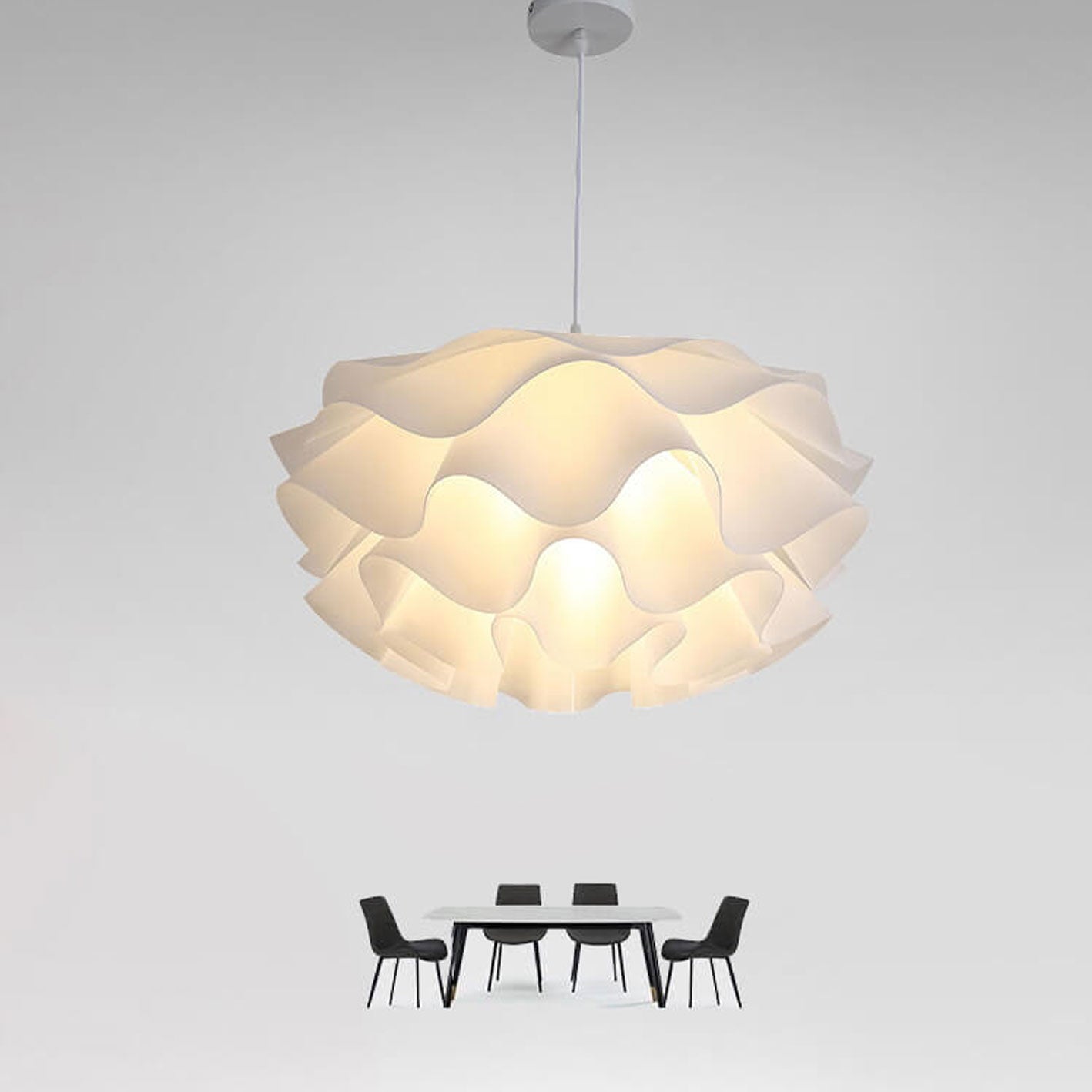 Modern Minimalist Iron Acrylic Floral Petal 1-Light Pendant Light for Living Room