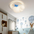 Lumendat Modern Kids Cloudy Airplane Iron Resin Rotomolded LED Flush Mount Ceiling Light Lumendat