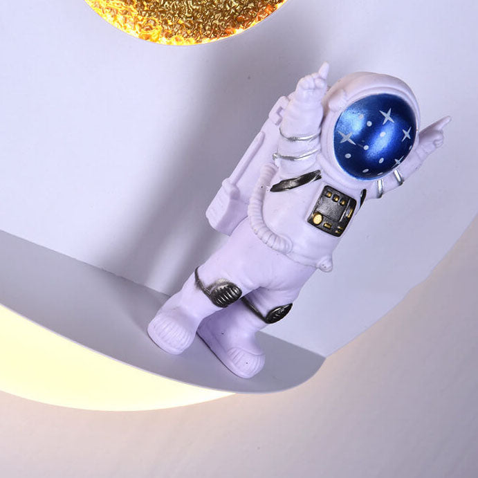 Lumendat Contemporary Creative Iron Resin Round Astronaut LED Wall Sconce Lamp For Bedroom Lumendat