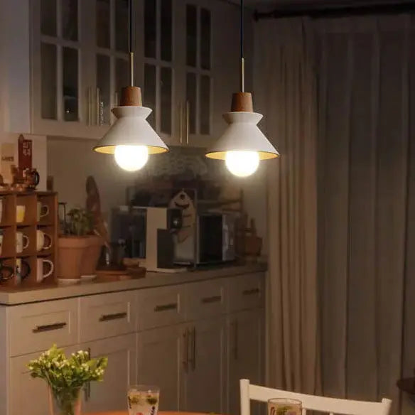 Nordic Minimalist Macaron Wood Cement 1-light Pendant Light Lumendat