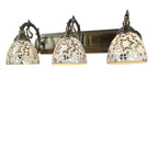 Tiffany Mediterranean Horn Stained Glass 3-Light Bathroom Vanity Mirror Front Wall Sconce Lamp Lumendat