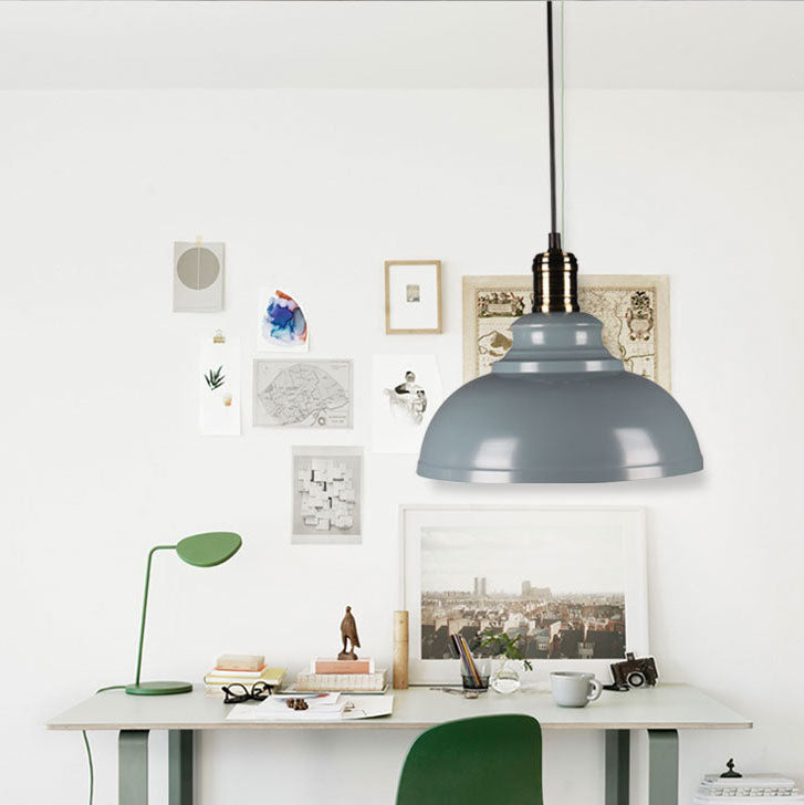 Industrial Simple Dome Round Pot Lid Iron 1-light Pendant Light BulbSquare